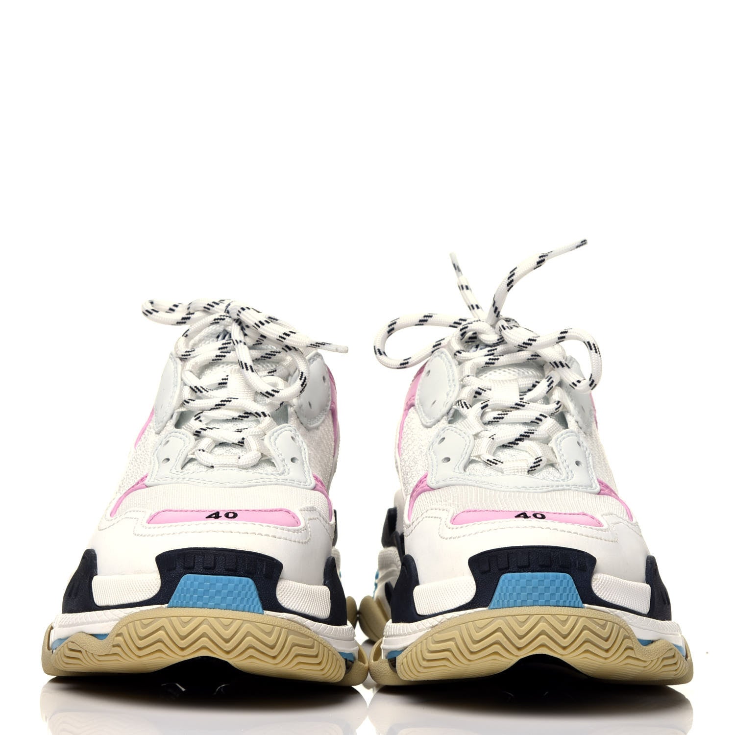 Balenciaga Fabric Mesh Washed Effect Womens Triple S Sneakers 40 Pink White Blue 2 of 8
