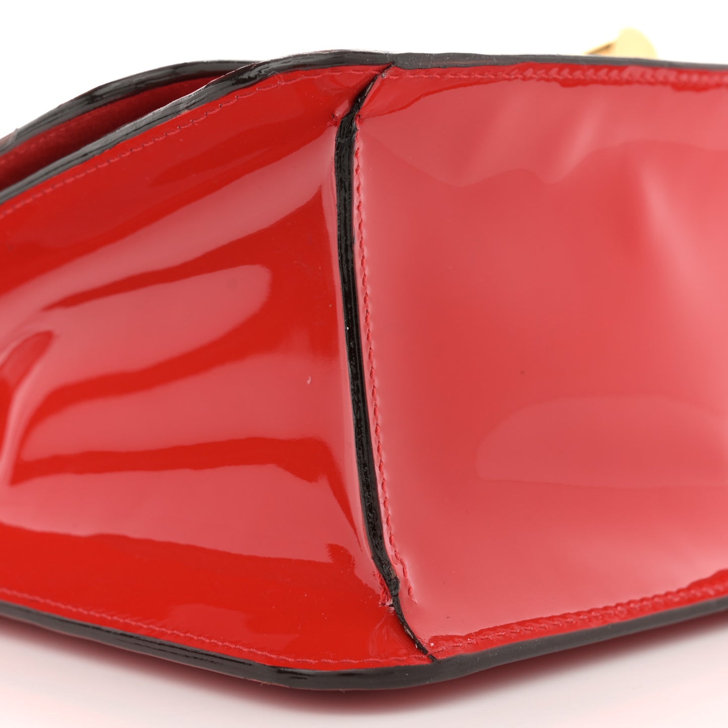 Patent Calfskin Maxi Chain Natalia Large Shoulder Bag Red