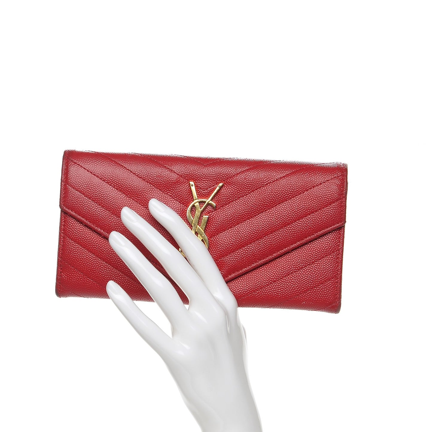 Grain De Poudre Matelasse Chevron Monogram Wallet Lipstick Red