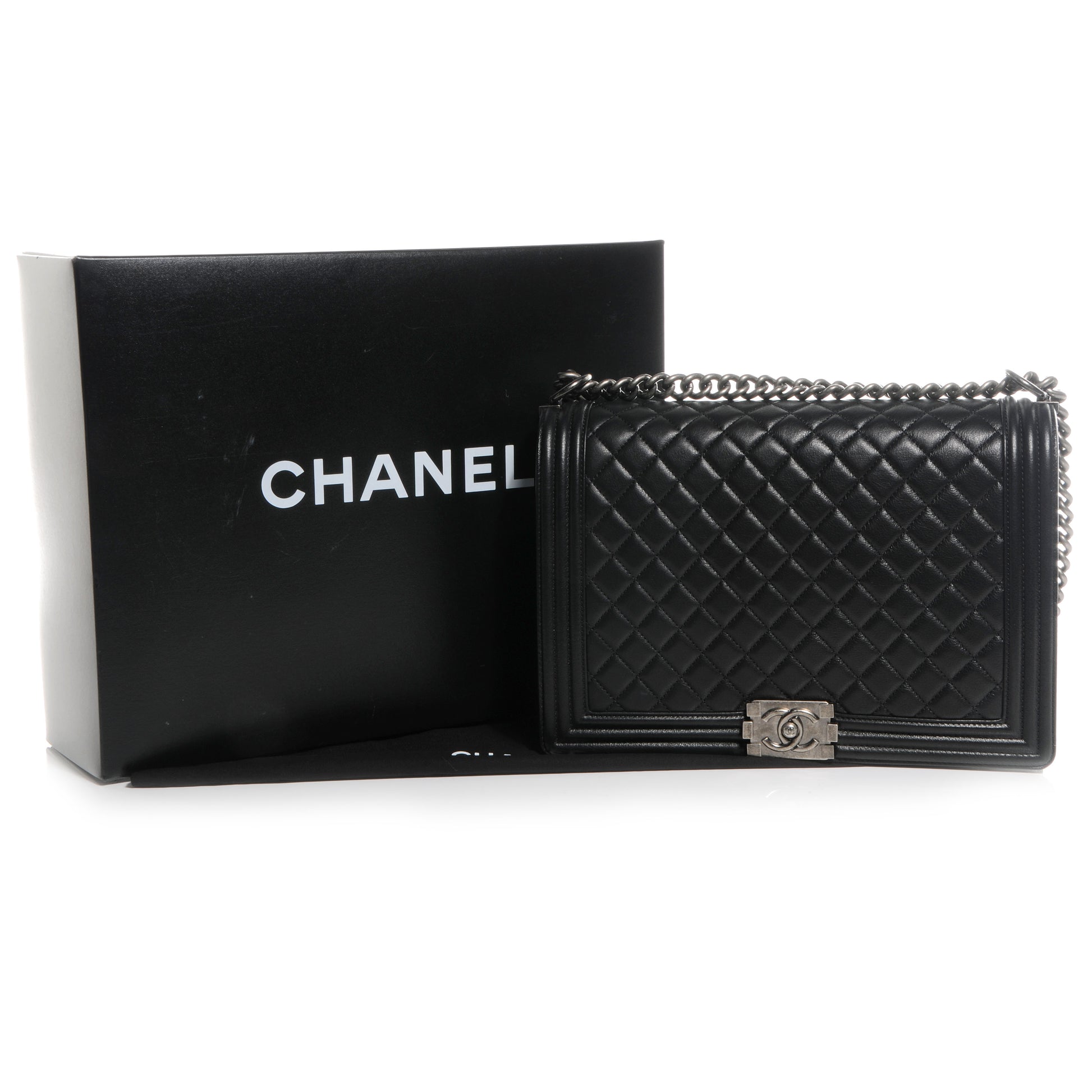 Chanel Lambskin Quilted Large Boy Flap Black 9 of 9
