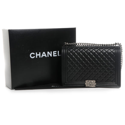 Chanel Lambskin Quilted Large Boy Flap Black 9 of 9