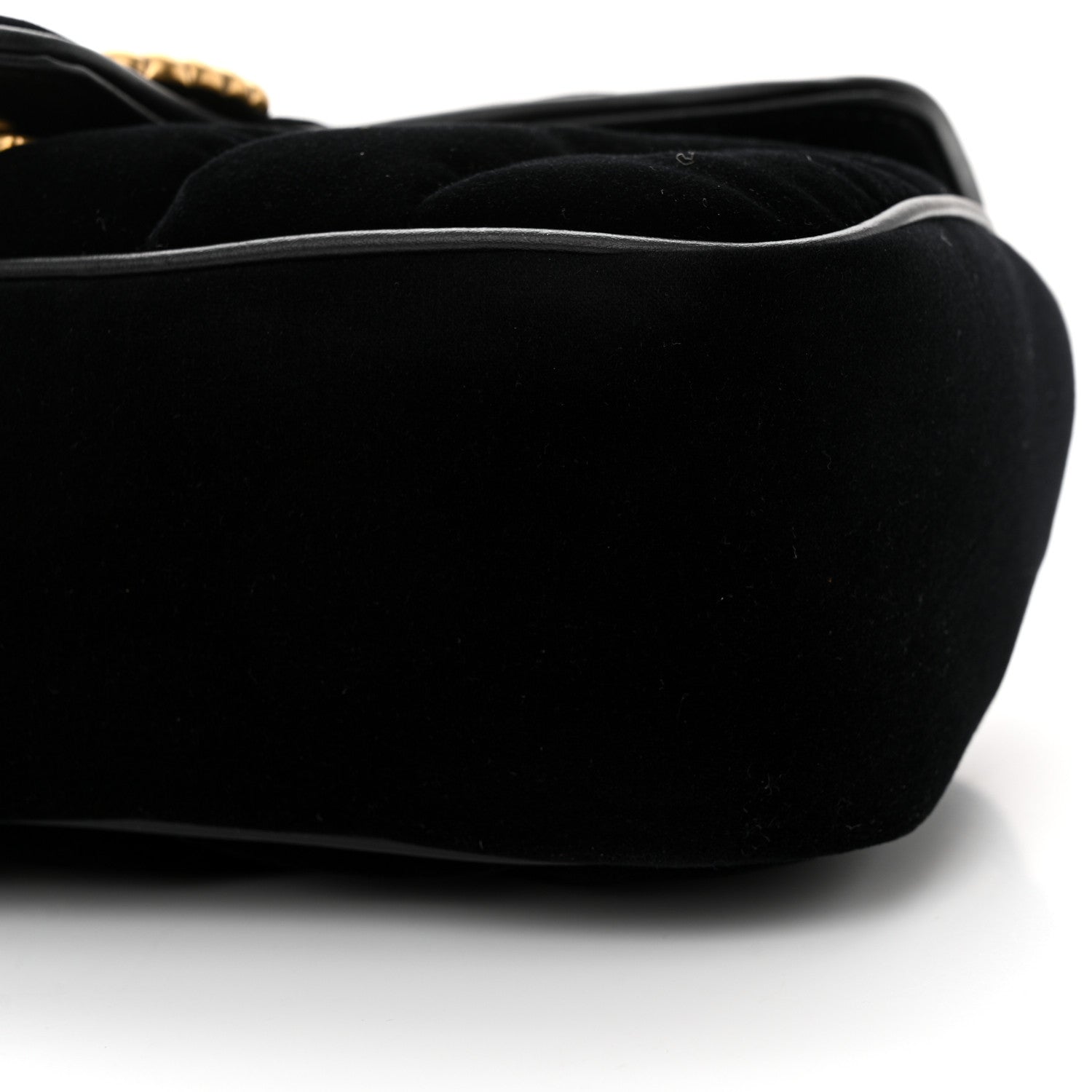 Gucci Velvet Matelasse Double G Studs Small Torchon GG Marmont Shoulder Bag Black 10 of 12