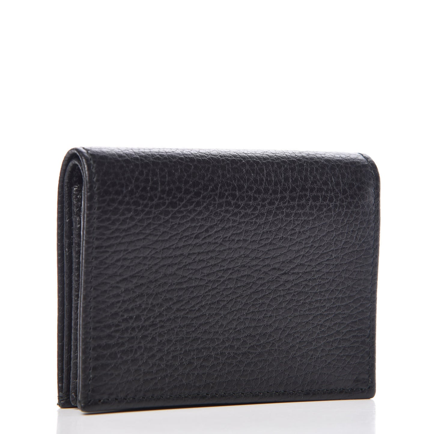 Pebbled Calfskin Butterfly Card Case Black