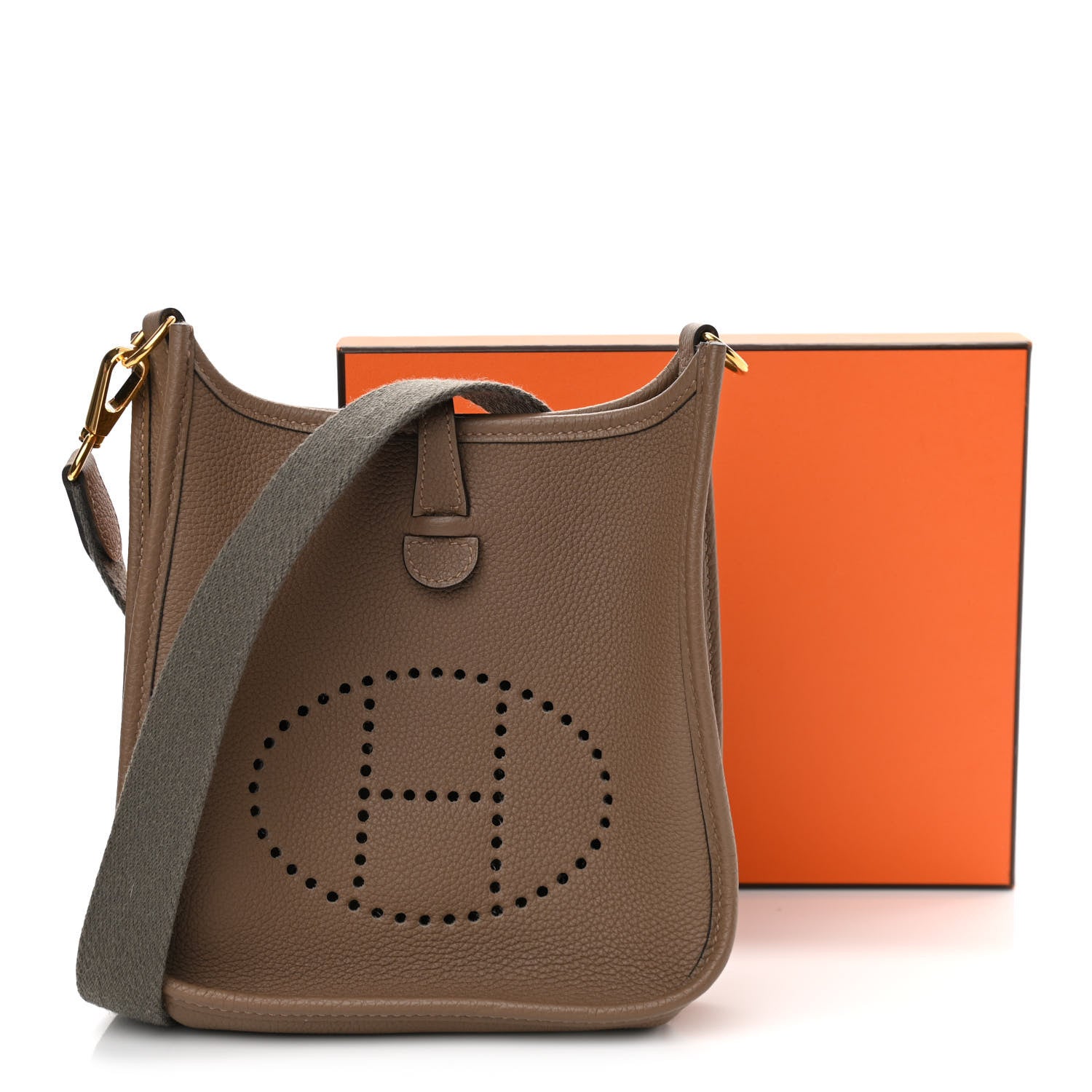 Hermes Taurillon Clemence Amazone Evelyne TPM Etoupe Etain 13 of 13