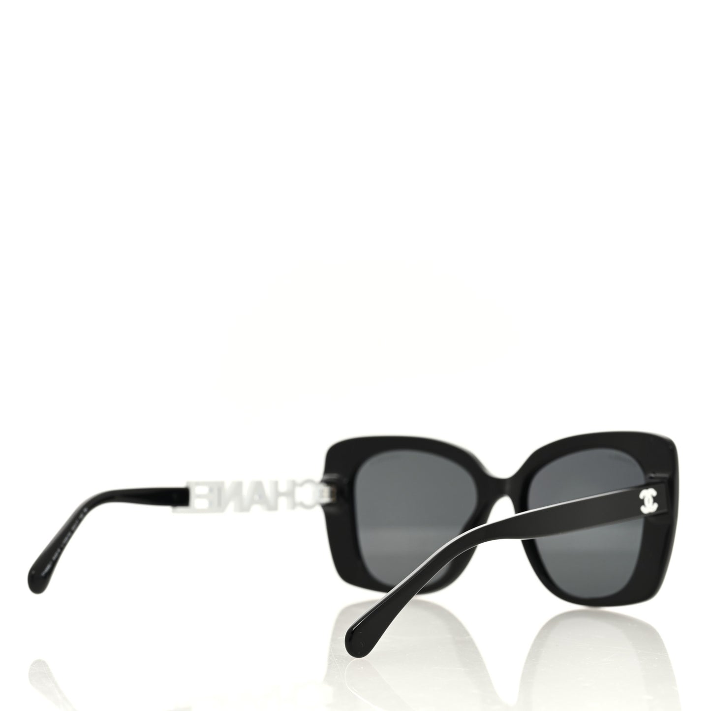 Acetate Strass Square Sunglasses 5422-B-A Black White
