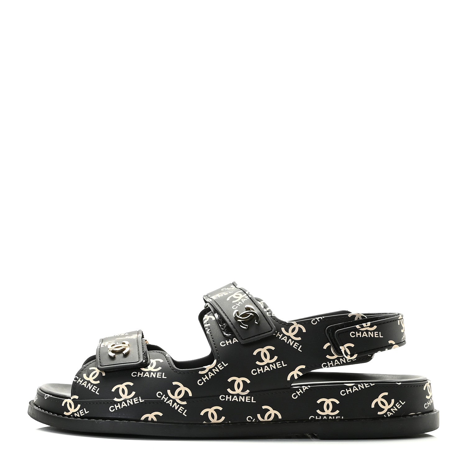 Chanel Rubber CC Dad Sandals 39 Black 1 of 12