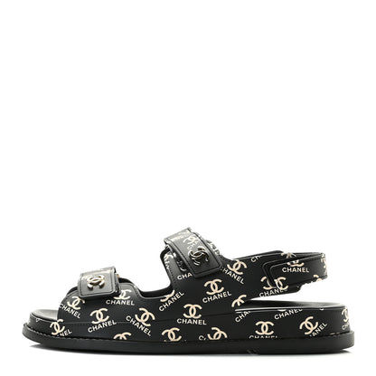 Chanel Rubber CC Dad Sandals 39 Black 1 of 12