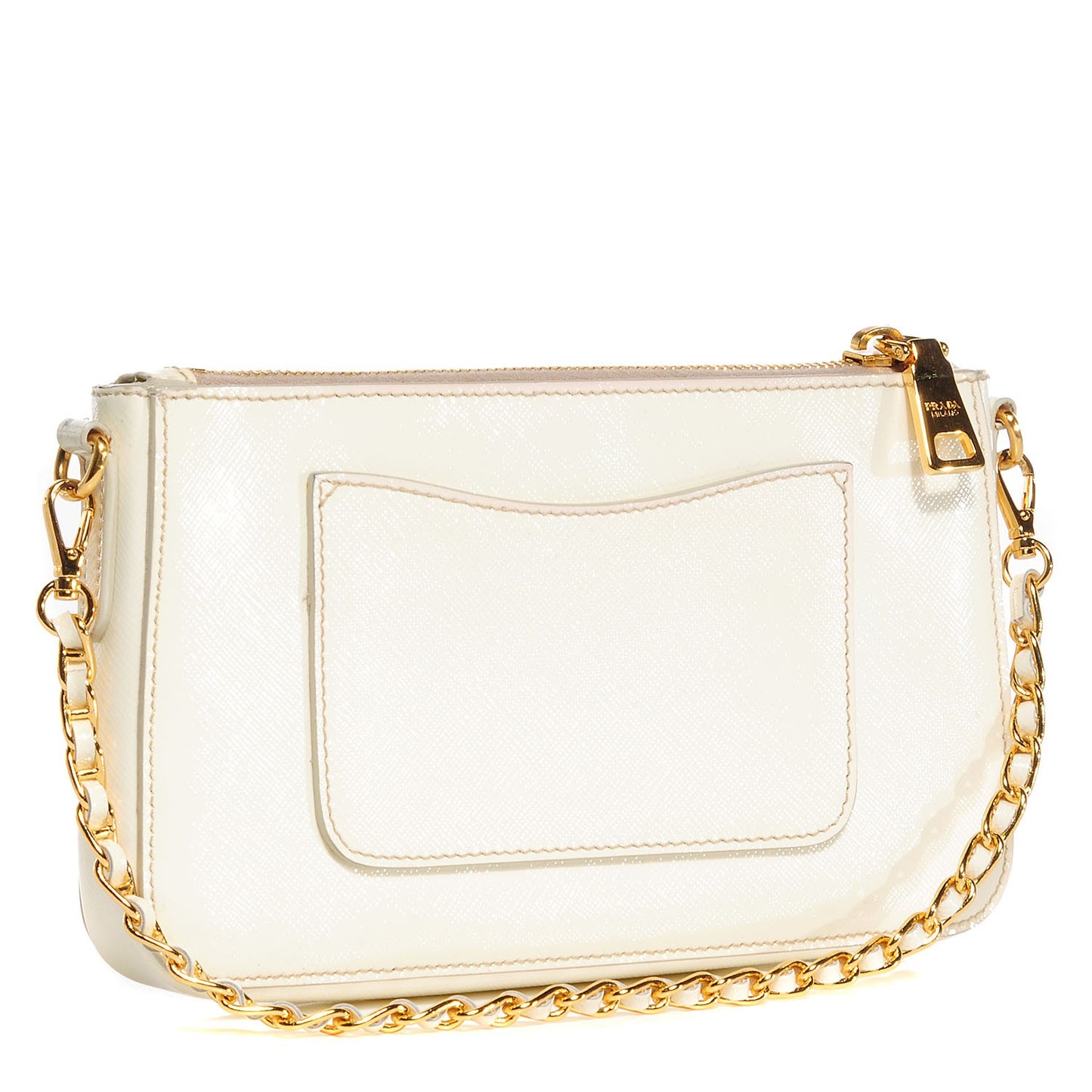Saffiano Vernice Crossbody Bag Bianco