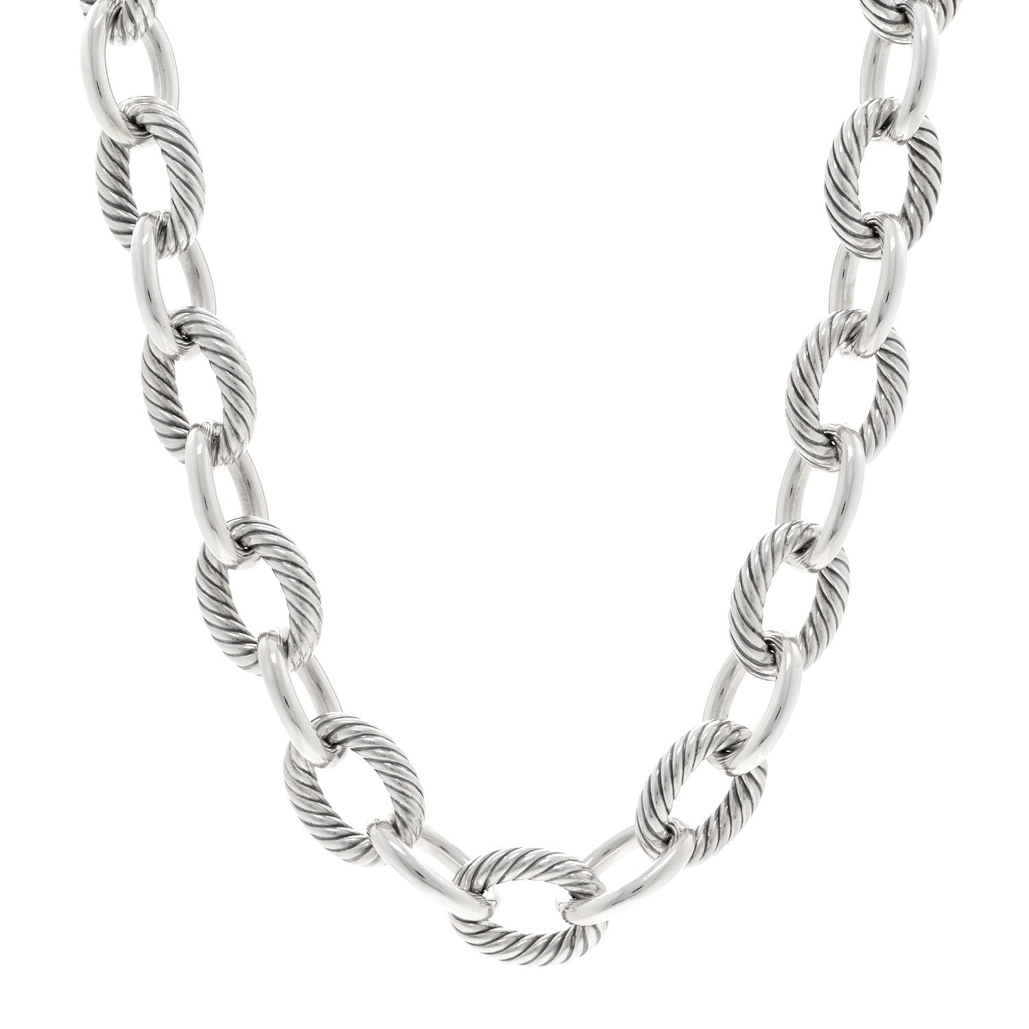 David Yurman Sterling Silver 16.5mm Large Oval Link Necklace 1 of 5
