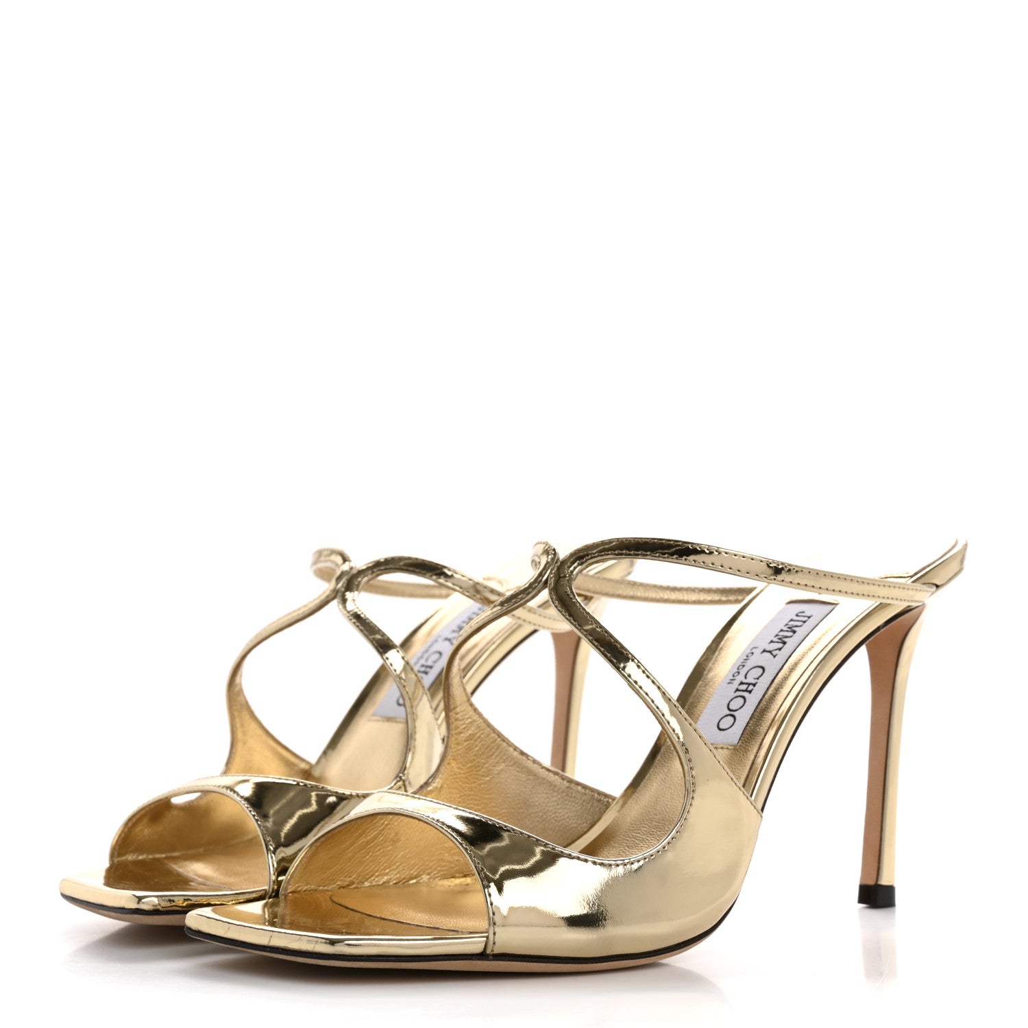 Jimmy Choo Liquid Metal Calfskin Anise 95 Sandals 40 Gold 4 of 9