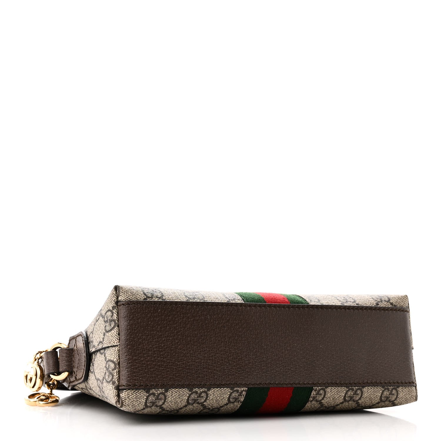 Gucci GG Supreme Monogram Textured Dollar Calfskin Web Small Ophidia Dome Shoulder Bag Beige Ebony New Acero 4 of 10