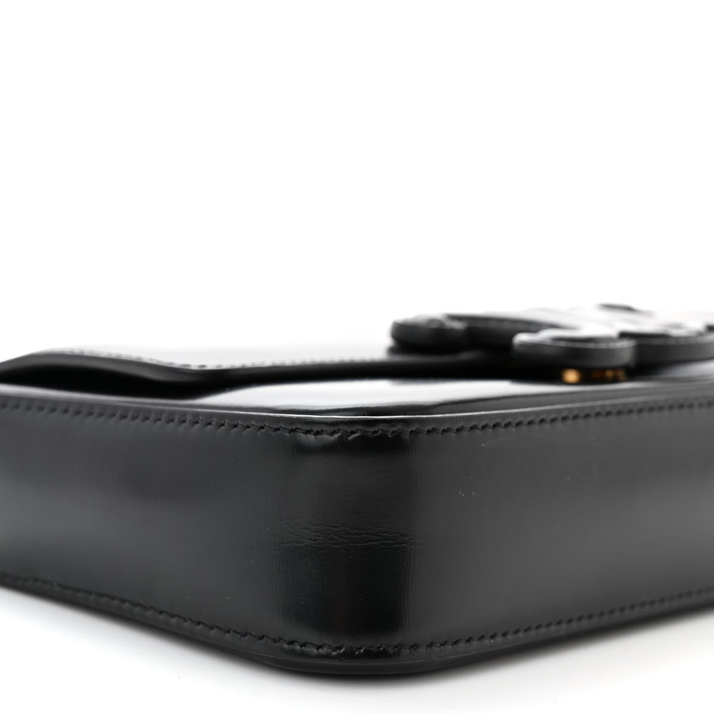 Shiny Calfskin Cuir Triomphe Chain Shoulder Bag Black