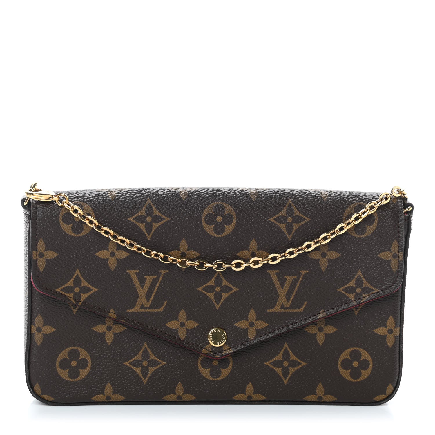 Louis Vuitton Monogram Pochette Felicie Chain Wallet Fuchsia 1 of 9
