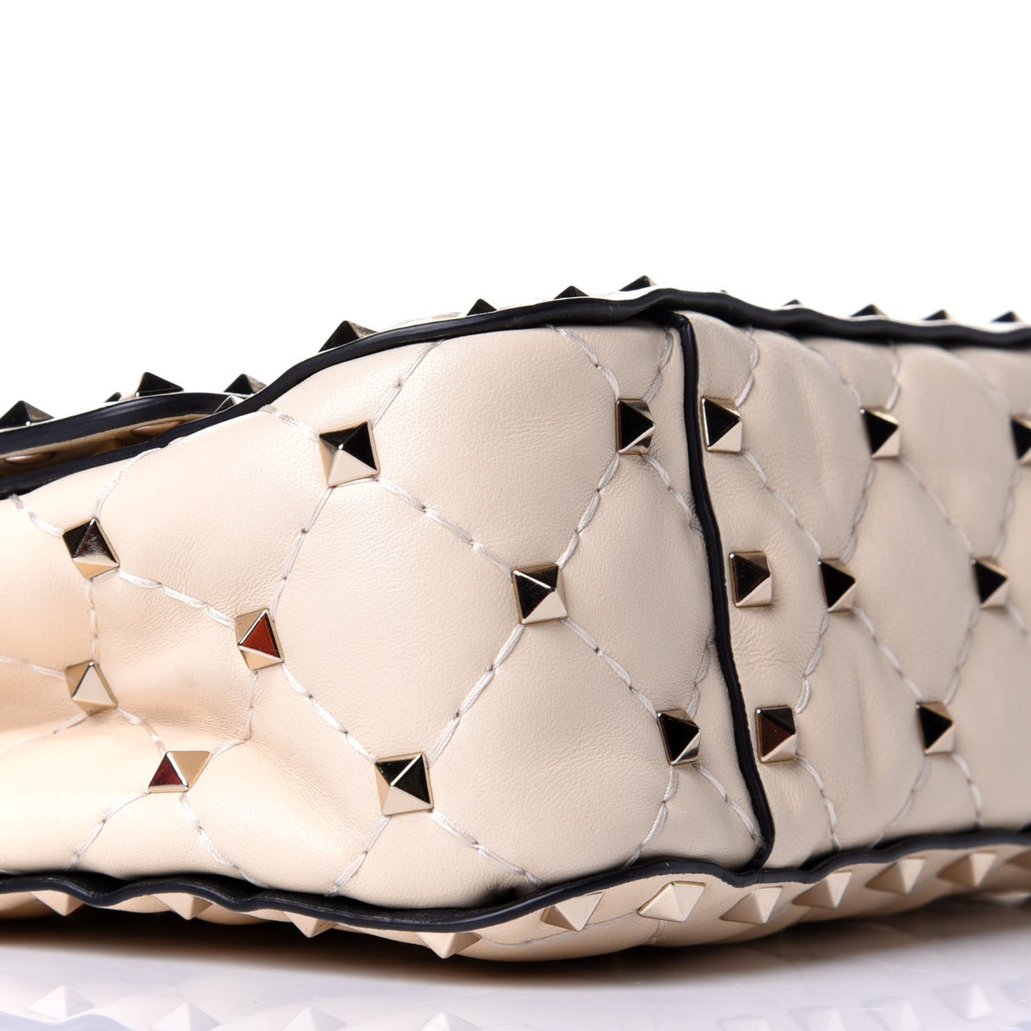Nappa Small Rockstud Spike Shoulder Bag Light Ivory