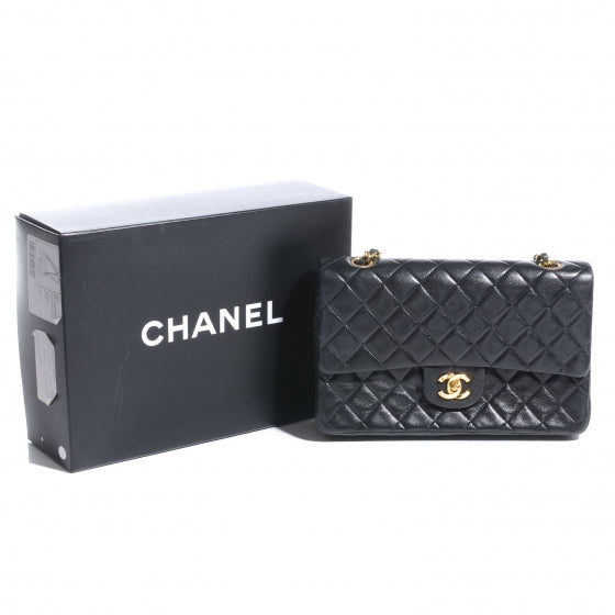 Lambskin Medium Double Flap Black