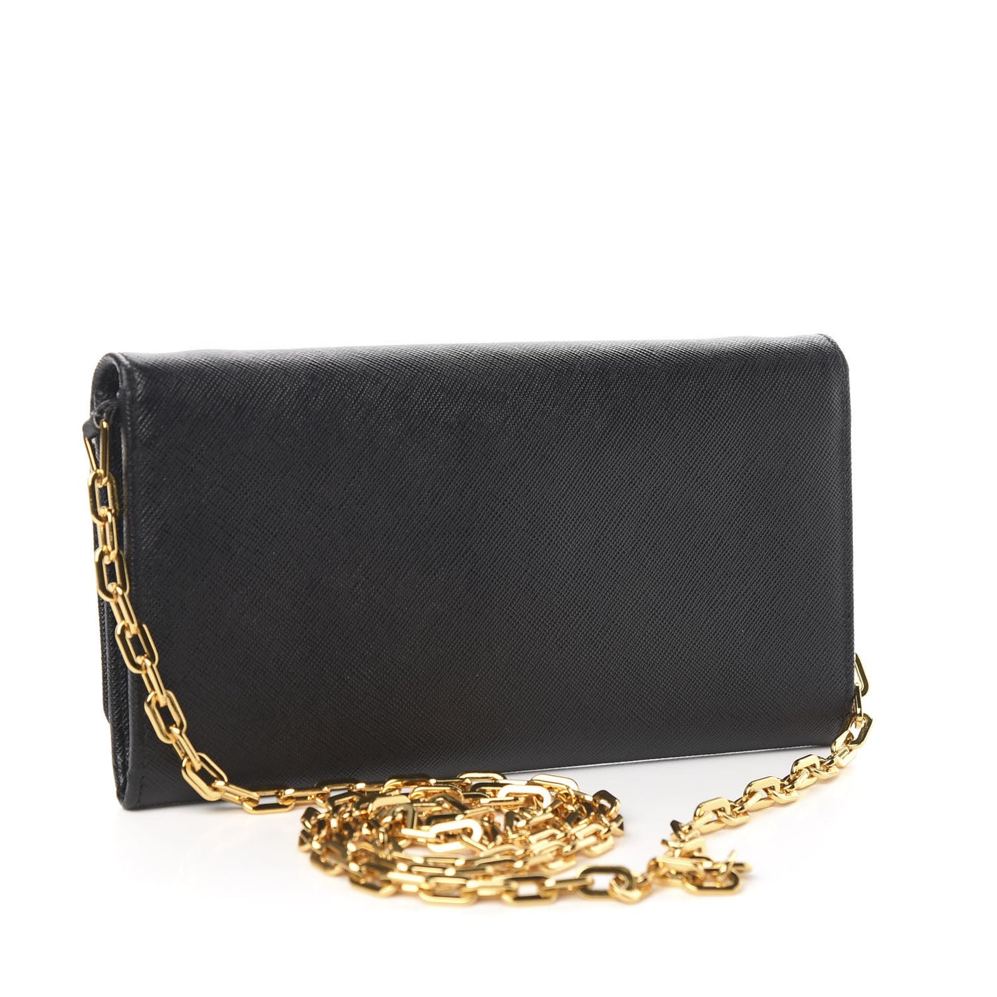 Saffiano Metal Oro Chain Wallet Black