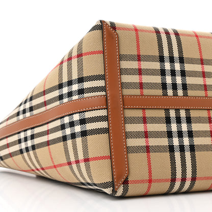 Burberry Cotton Vintage Check Medium London Tote Bag Briar Brown Black 11 of 13