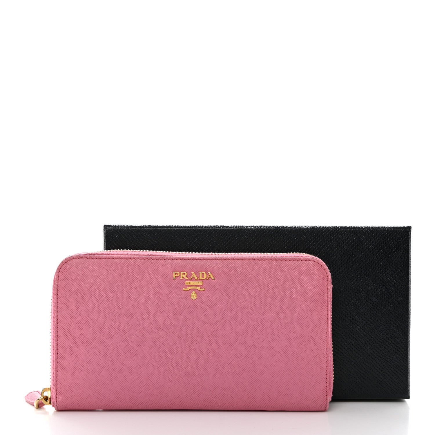 Prada Saffiano Metal Zip Around Wallet Begonia 8 of 8