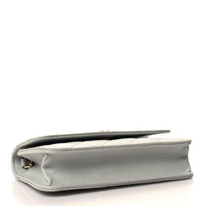 Chanel Lambskin Pearl Crush Quilted Flap Phone Holder With Chain Light Grey 4 of 11