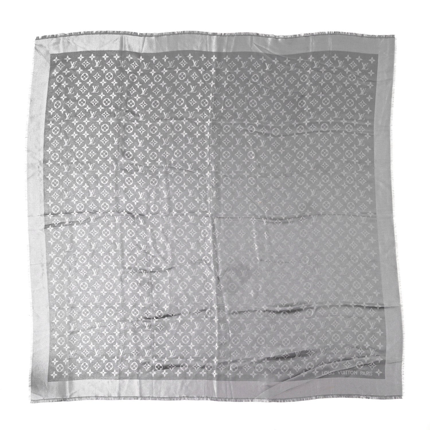 Louis Vuitton Silk Lurex Wool Monogram Shine Shawl Charcoal Grey 1 of 6