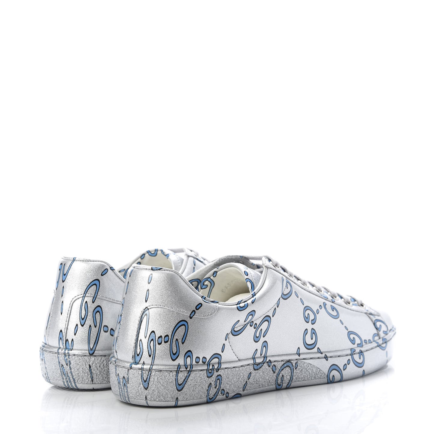 Miro Rubber Wax GucciGhost Print Mens New Ace Sneakers 5 Silver