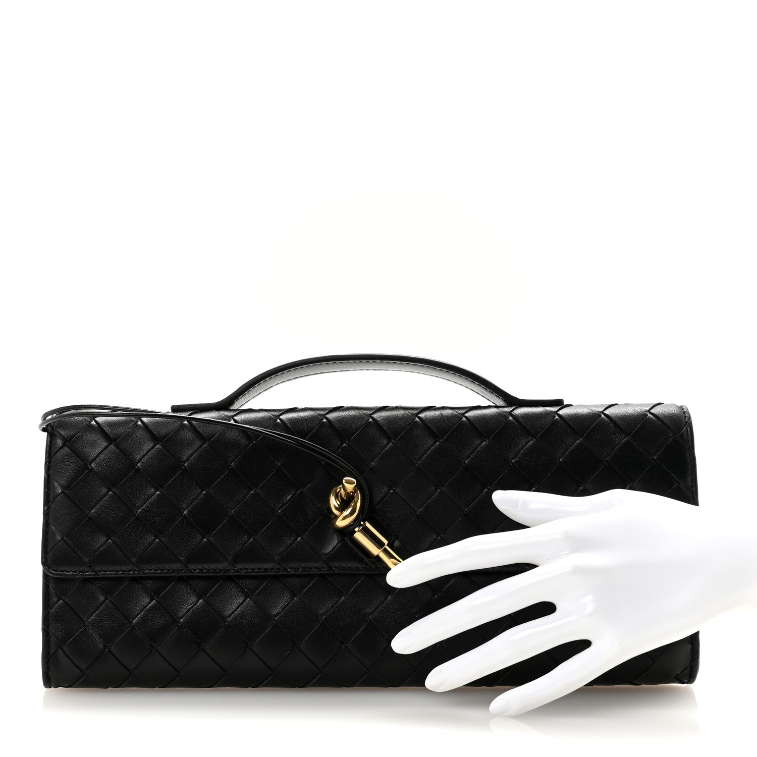 Bottega Veneta Nappa Intrecciato Long Andiamo Top Handle Clutch Black 2 of 6