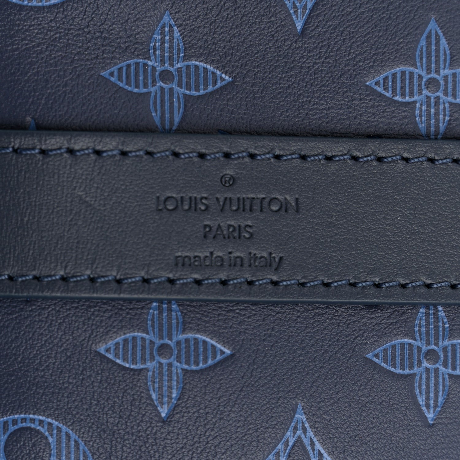 Louis Vuitton Calfskin Monogram Shadow Keepall Bandouliere 50 Navy 5 of 9