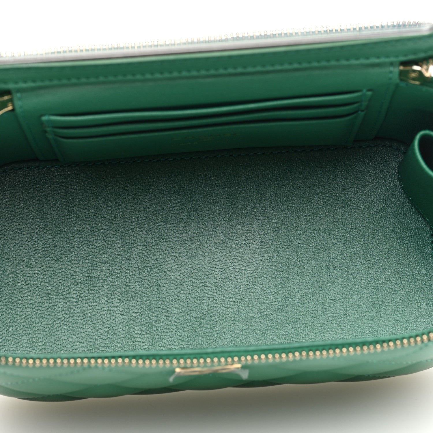 Chanel Lambskin Quilted Small Top Handle Vanity Case With Chain Green 5 of 11