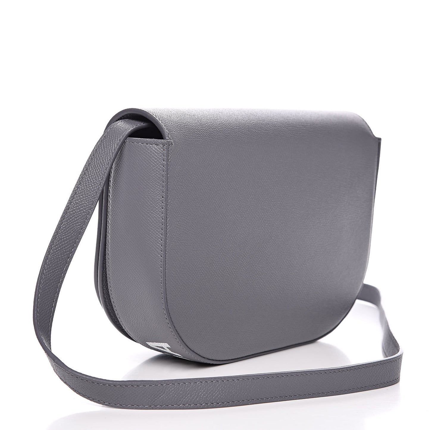 Grained Calfskin Logo S Ville Day Bag Gris Perle Fonce White
