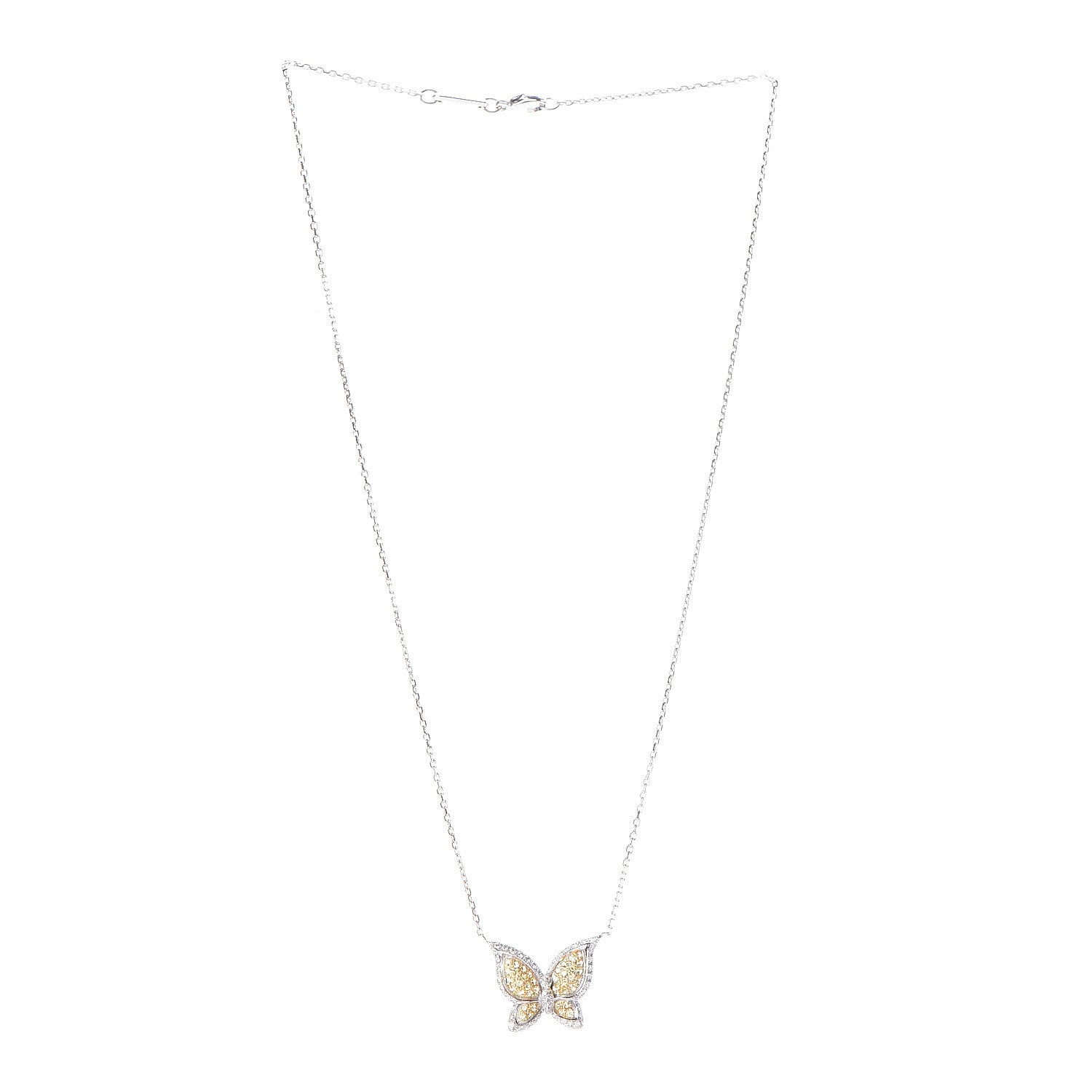 Chopard 18K White Yellow Gold Diamond Yellow Sapphire Butterfly Pendant Necklace 3 of 8