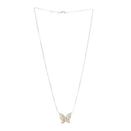 Chopard 18K White Yellow Gold Diamond Yellow Sapphire Butterfly Pendant Necklace 3 of 8