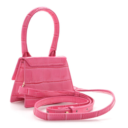 Jacquemus Calfskin Crocodile Embossed Le Chiquito Pink 3 of 11
