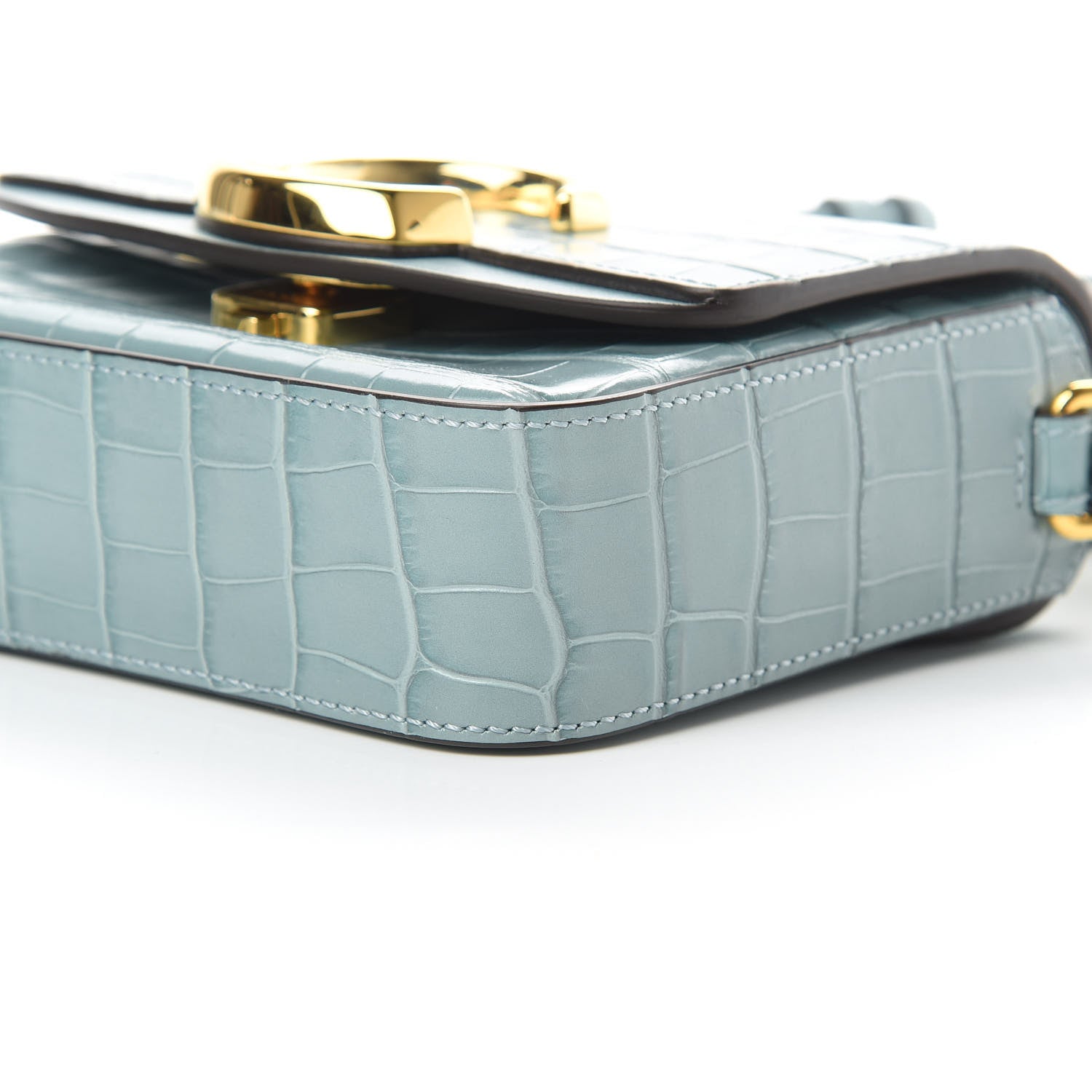 Chloe Calfskin Crocodile Embossed Mini C Bag Faded Blue 10 of 10