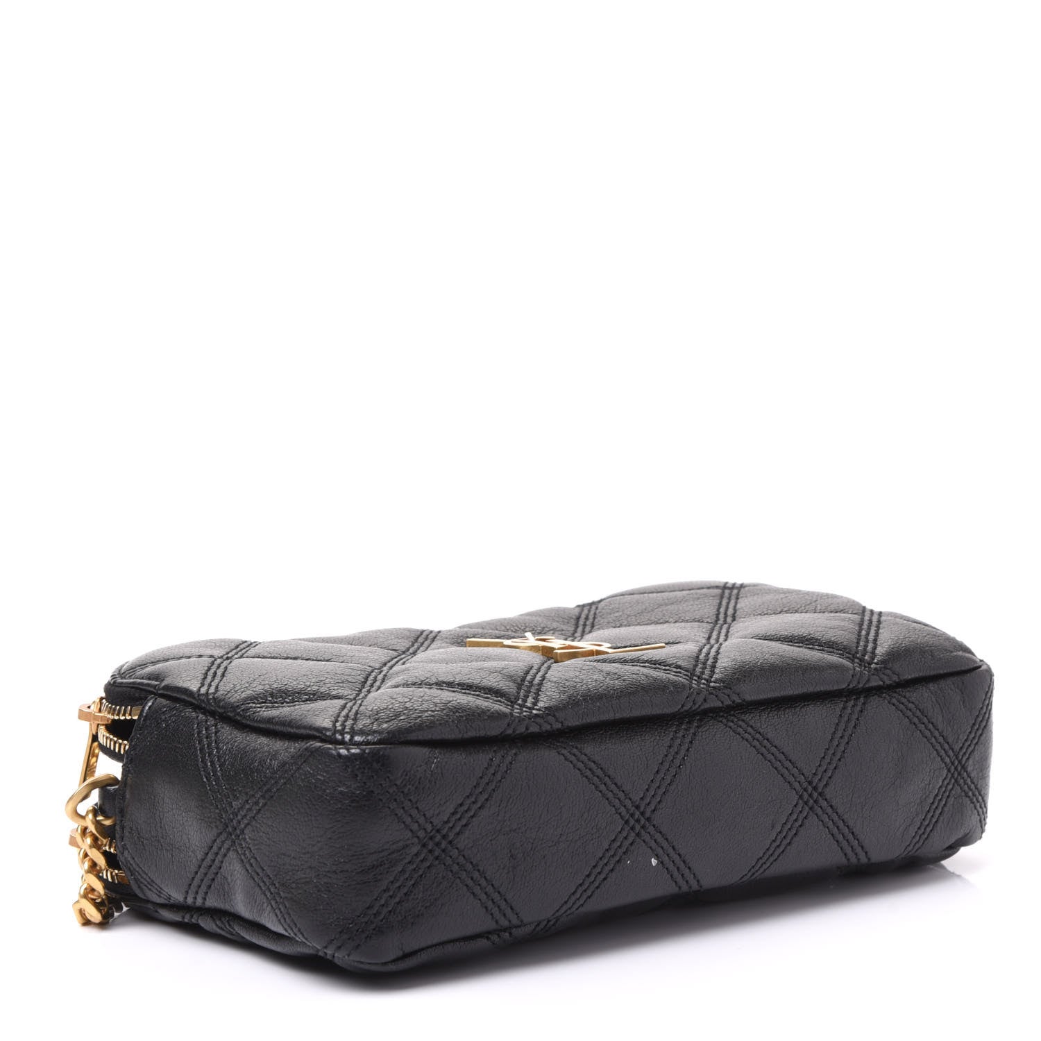 Saint Laurent Grained Lambskin Quilted Mini Becky Double Zip Bag Black 3 of 12
