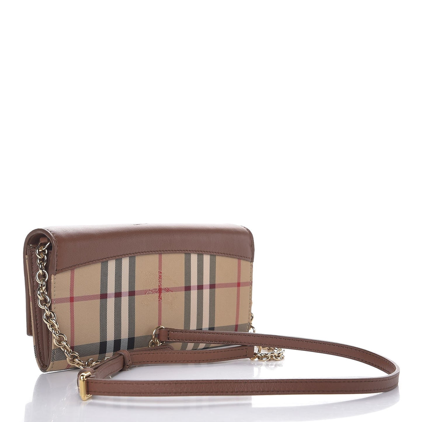 Derby Calfskin House Check Henley Wallet On Chain Tan