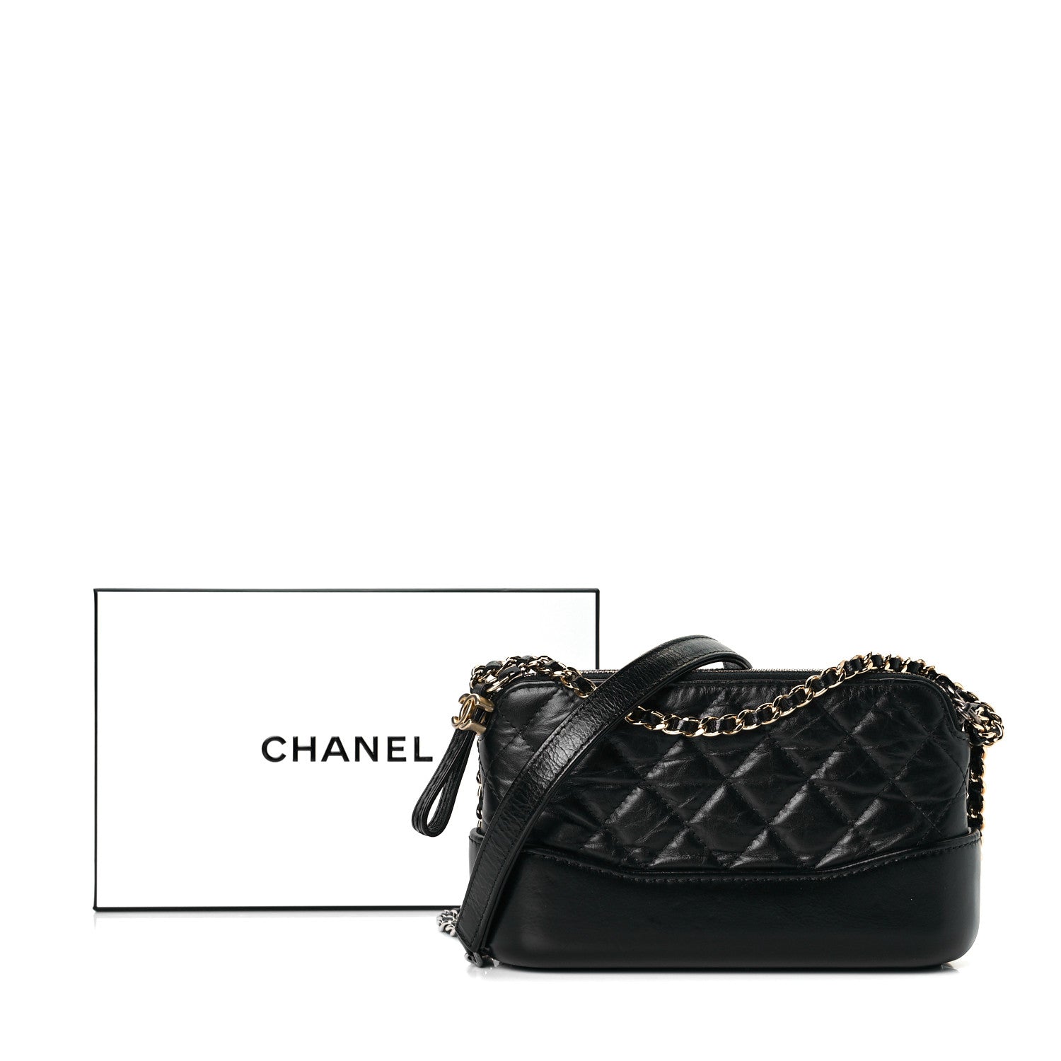 Chanel Aged Calfskin Quilted Small Gabrielle Clutch With Chain Black 7 of 7