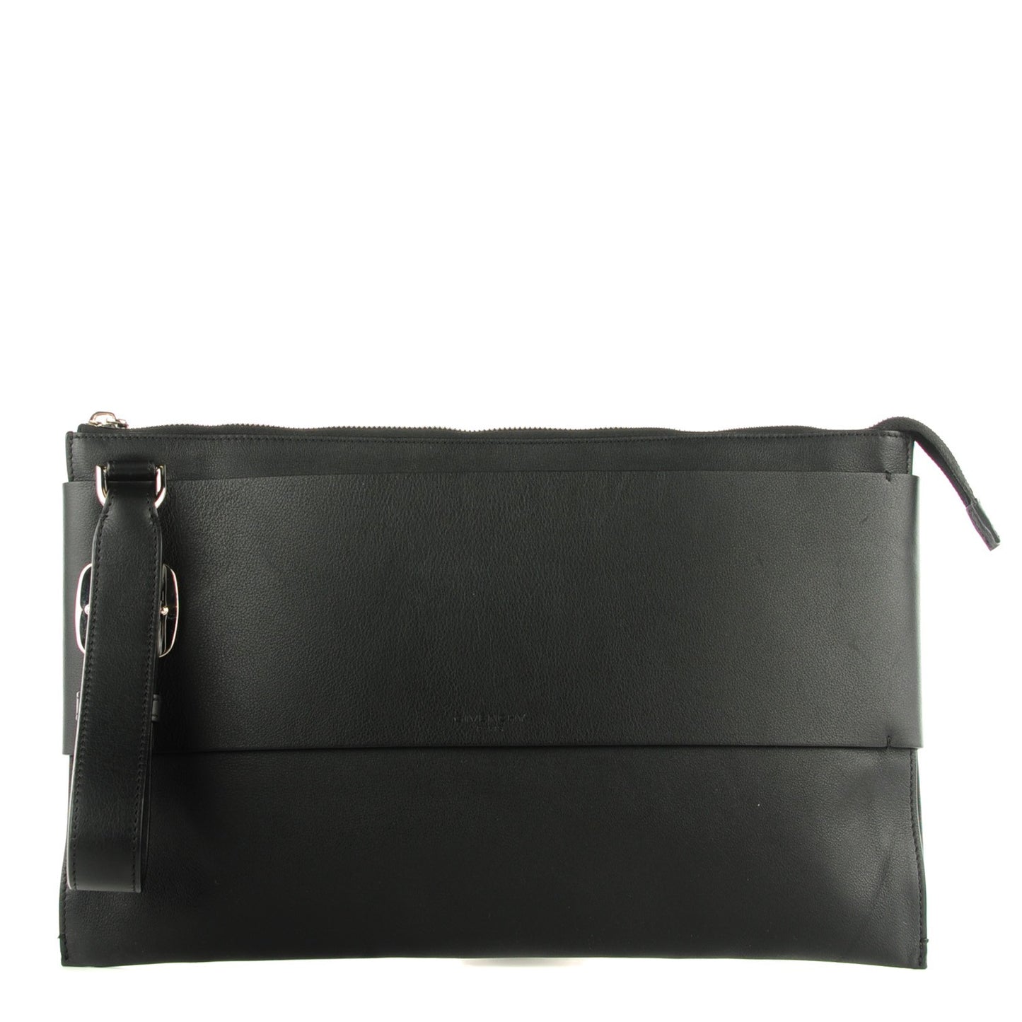 Calfskin Flat Evening Clutch Black