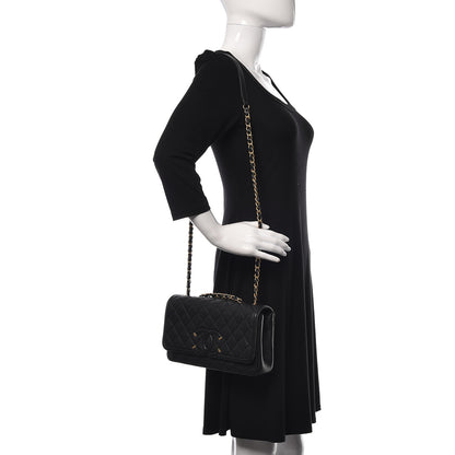 Chanel Caviar Quilted Medium CC Filigree Flap Black 2 of 13