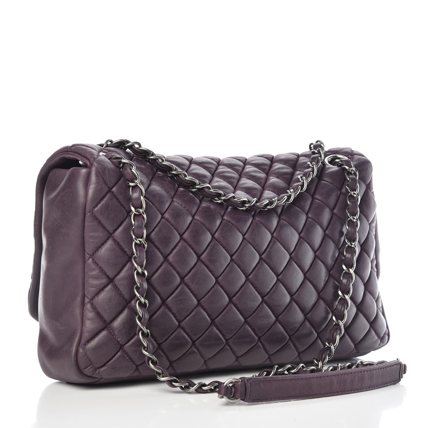 Chanel Iridescent Calfskin Quilted Large New Bubble Flap Plum 3 of 12