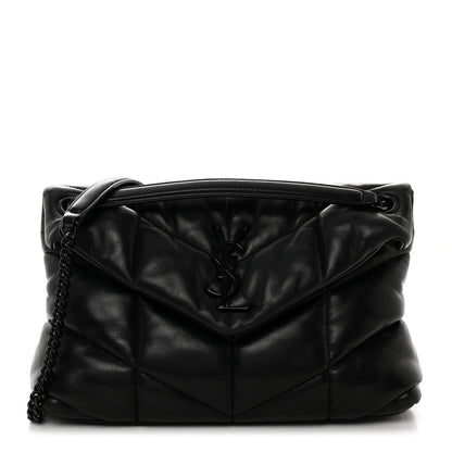 Saint Laurent Lambskin Quilted Monogram Monochrome Small Loulou Puffer Chain Satchel Black 1 of 10