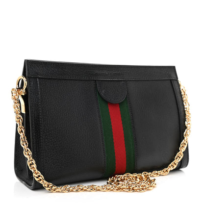 Gucci Calfskin GG Web Small Ophidia Chain Shoulder Bag Black 2 of 7