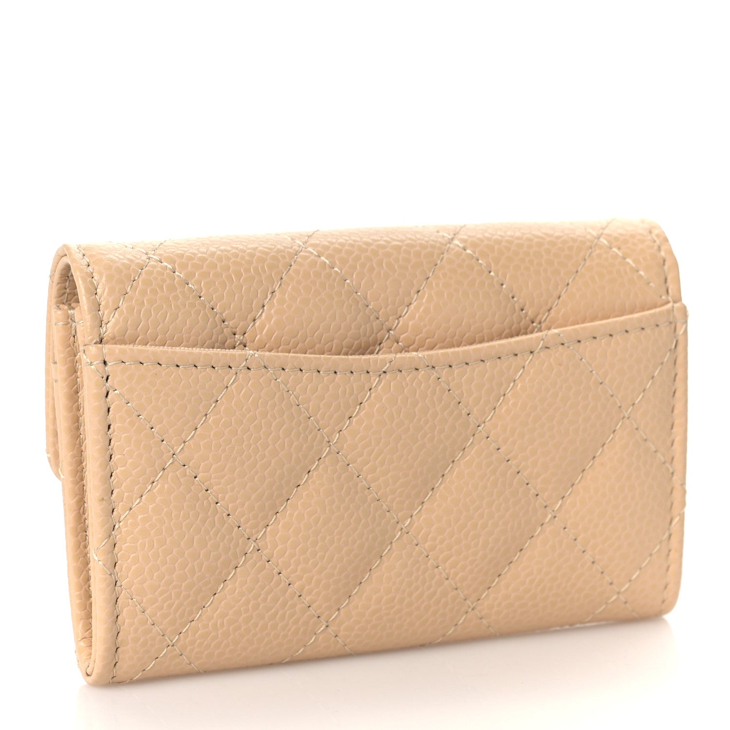 Chanel Caviar Quilted Flap Card Holder Wallet Beige 3 of 10