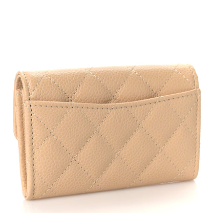 Chanel Caviar Quilted Flap Card Holder Wallet Beige 3 of 10
