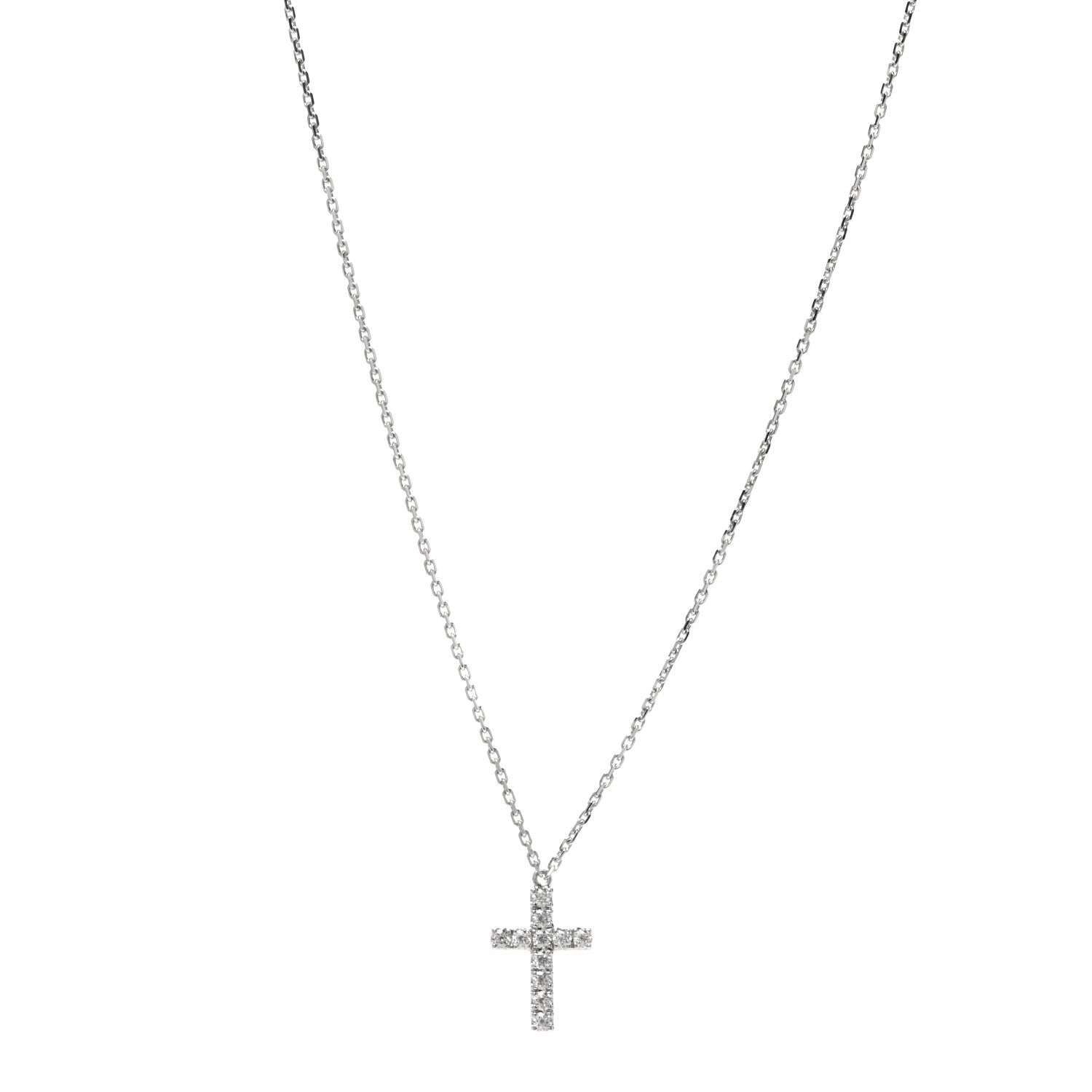 Cartier 18K White Gold Diamond Symbols Cross Pendant Necklace 1 of 7