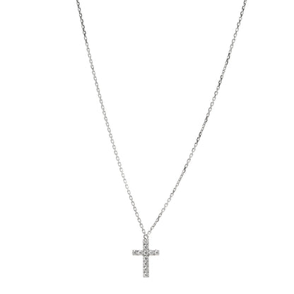 Cartier 18K White Gold Diamond Symbols Cross Pendant Necklace 1 of 7