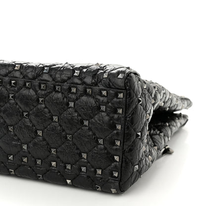 Valentino Garavani Craquele Nappa Rockstud Spike Shoulder Tote Black 10 of 10
