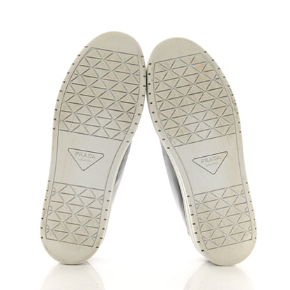Prada Vitello Soft Metal Triangle Logo Womens Edge Low Top 30mm Sneakers 39 Black White 6 of 8