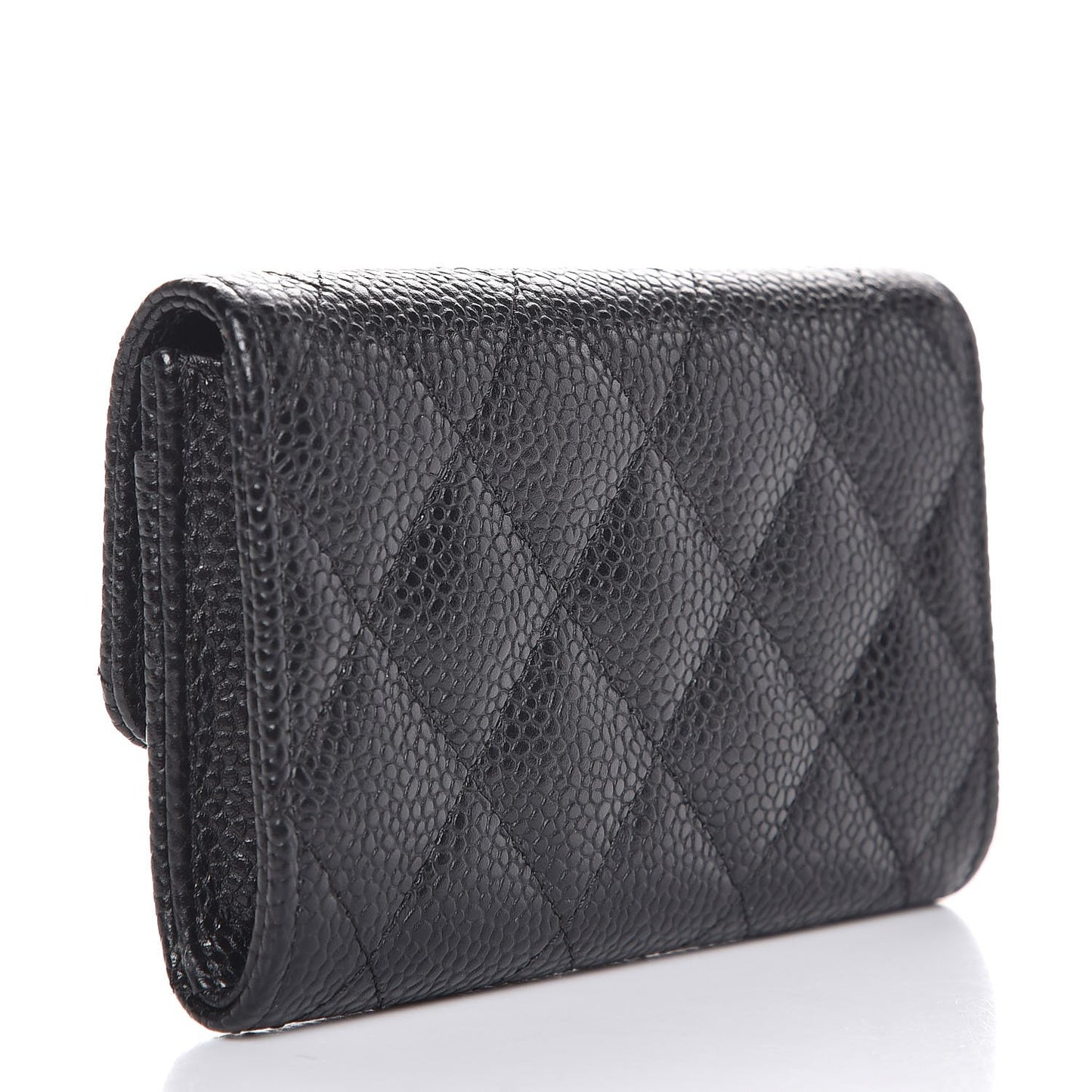 Caviar Quilted Flap Card Holder Black