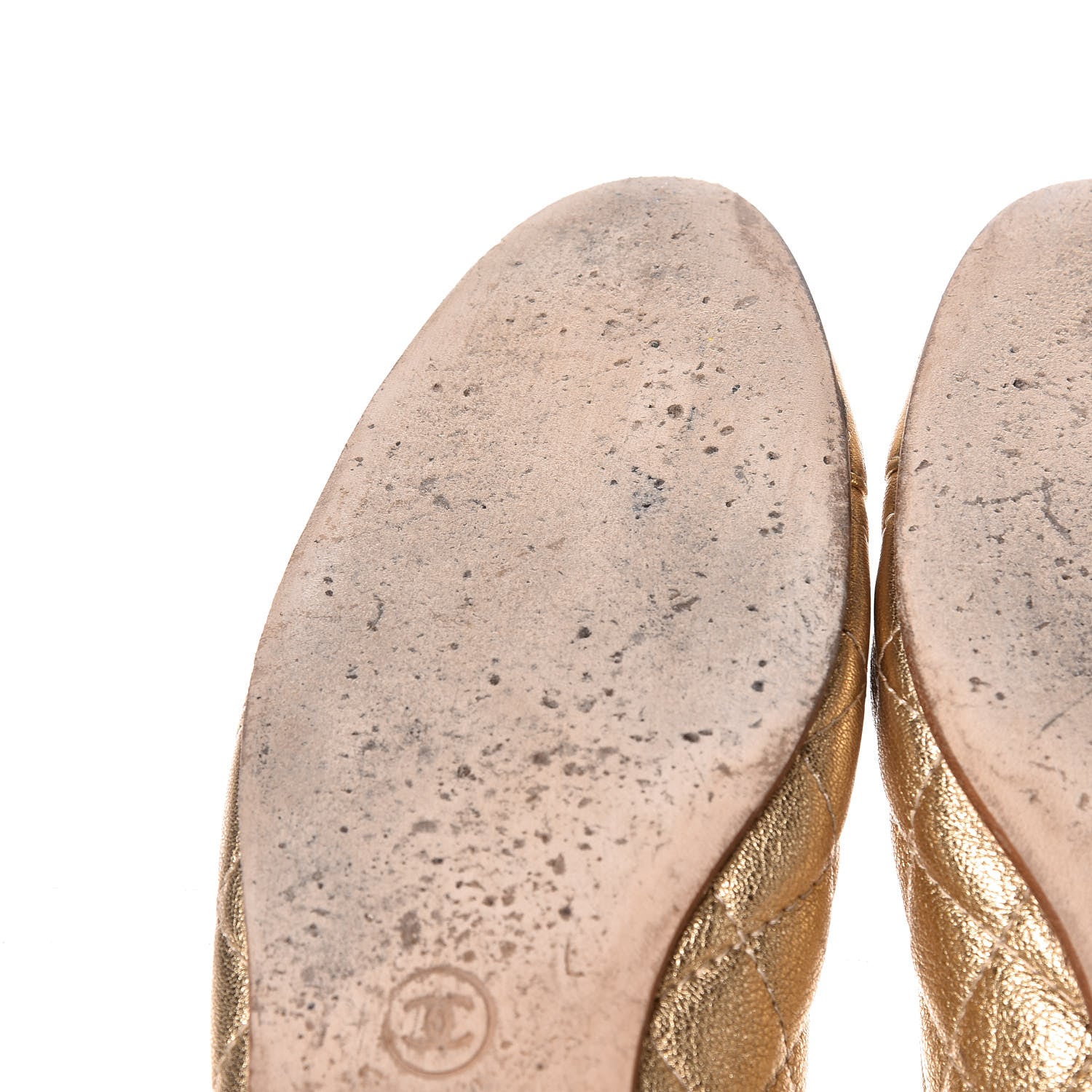 Chanel Metallic Lambskin Quilted Cap Toe Ballerina Flats 40 Gold 11 of 17