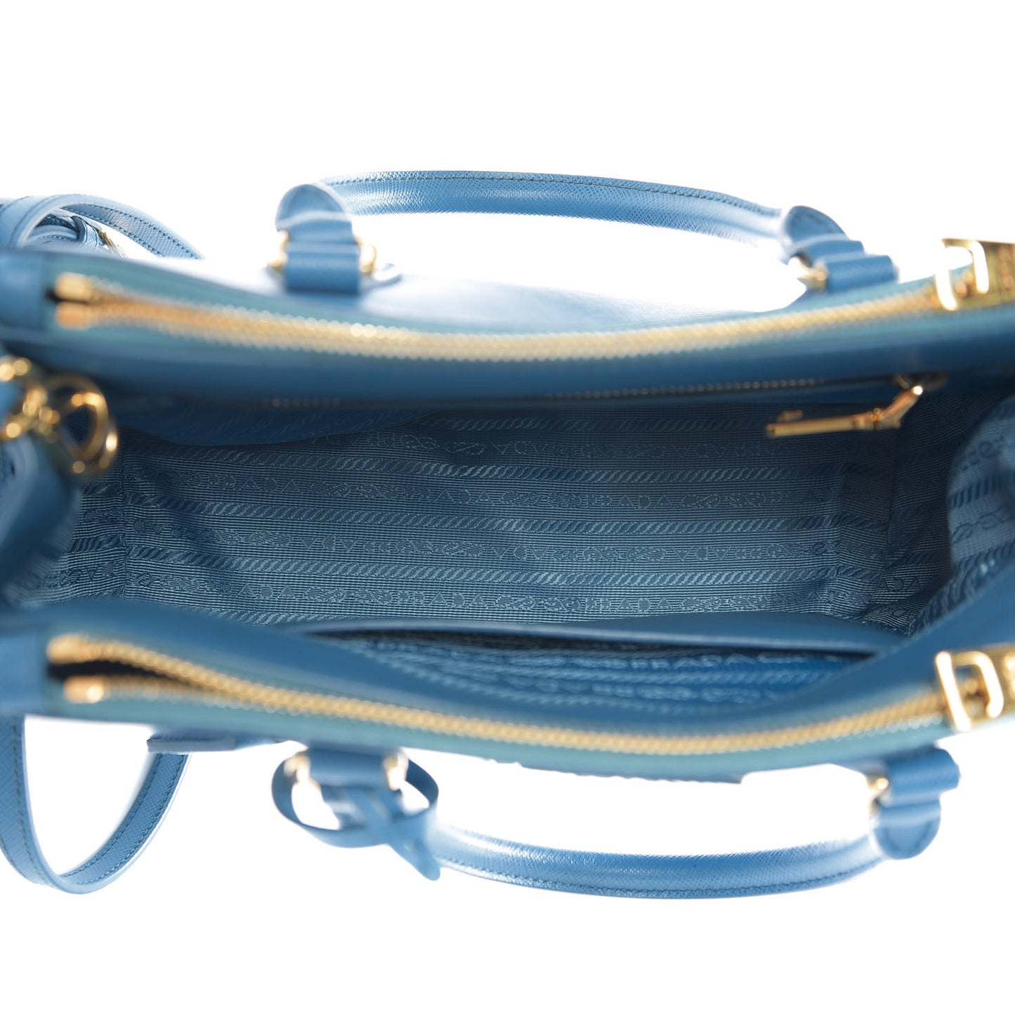 Saffiano Mini Galleria Double Zip Tote Celeste